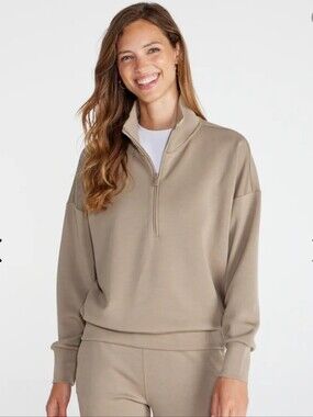 NWT BYLT Opal Half Zip Womens XS Performance Pullover Relaxed Travel Lounge